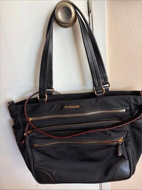 MZ WALLACE Black Nylon work/travel/everyday tote with all leather trim. Like new
